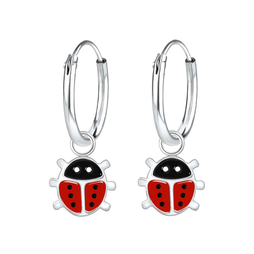 Children's Sterling Silver 'Ladybird' Hoop Earrings