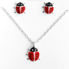 Children's Sterling Silver Ladybird Pendant Necklace and Ladybird Stud Earrings Set