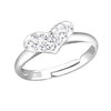 Children's Sterling Silver Adjustable Sparkle Heart Ring