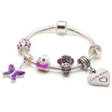 purple fairy little sister bracelet with charms and beads