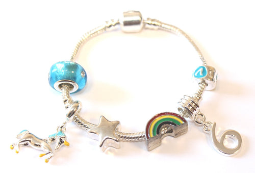 unicorn jewellery, unicorn bracelet, 6th birthday gifts girl and charm bracelet gifts for 6 year old girl