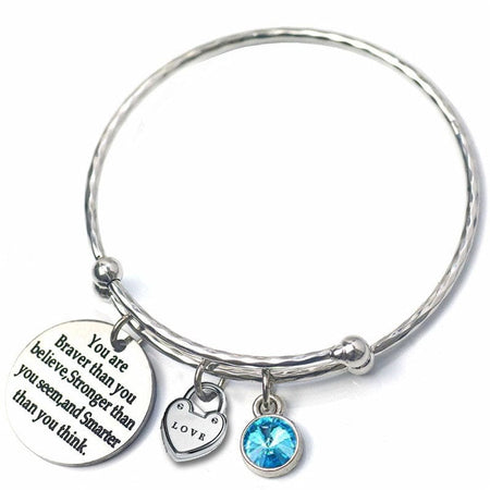 Adults/Teenagers 'July Birthstone with Inspirational Quote' Adjustable Bangle