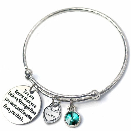 Adults/Teenagers 'August Birthstone with Inspirational Quote' Adjustable Bangle