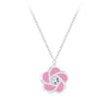 Children's Sterling Silver 'Pink Glitter Flower'Pendant Necklace