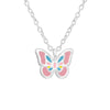 Children's Sterling Silver 'Pastel Butterfly' Pendant Necklace