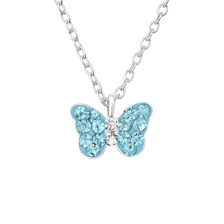 Children's Sterling Silver 'Blue Crystal Heart' Pendant Necklace