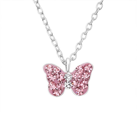 Children's Sterling Silver 'Pale Pink Crystal Heart' Pendant Necklace