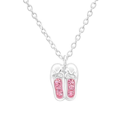 Children's Sterling Silver Crystal Ballet Shoes Pendant Necklace