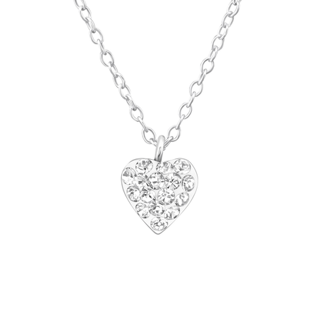 Children's Sterling Silver 'Pale Pink Crystal Heart' Pendant Necklace