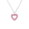 Children's Sterling Silver 'Pink Open Heart' Crystal Pendant Necklace