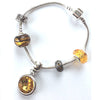 Adult's 'November Birthstone' Topaz Coloured Crystal Silver Plated Charm Bead Bracelet