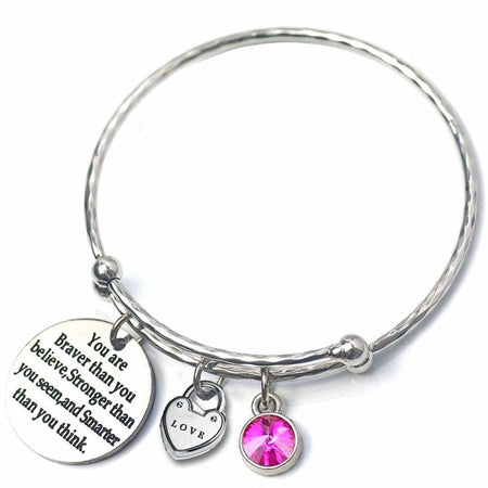 Adults/Teenagers 'May Birthstone with Inspirational Quote' Adjustable Bangle