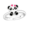 Children's Sterling Silver Adjustable Panda with Bow Ring