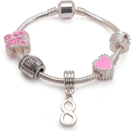 Children's 'Lovely Llama 7th Birthday' Silver Plated Charm Bead Bracelet