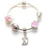 Children's Pink 'Happy 10th Birthday' Silver Plated Charm Bead Bracelet