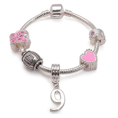 Children's 'Love My Dog' Silver Plated Charm Bead Bracelet