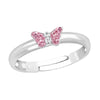 Children's Sterling Silver Adjustable Pink Diamante Butterfly Ring