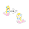 Children's Sterling Silver 'Pink Sparkle Mermaid' Stud Earrings