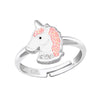 Children's Sterling Silver Adjustable Pink Sparkle Unicorn Ring