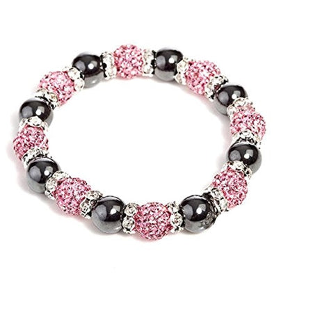 Silver Diamante 'Dancing In the Moonlight' Stretch Heart Charm and Bead Bracelet