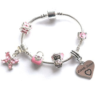 Children's Big Sister 'Unicorn Wishes and Fairy Kisses' Silver Plated Charm Bead Bracelet