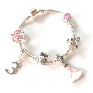 Children's 'Love and Kisses' Silver Plated Charm Bead Bracelet