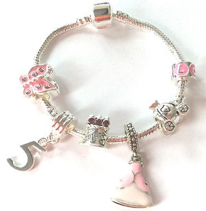 pink princess jewellery, princess bracelet, 5th birthday gifts girl and charm bracelet gifts for 5 year old girls