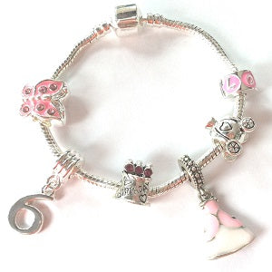 Children's Big Sister 'Pink Fairy Dream' Silver Plated Charm Bead Bracelet