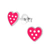 Children's Sterling Silver Polka Dot Pink Heart Stud Earrings