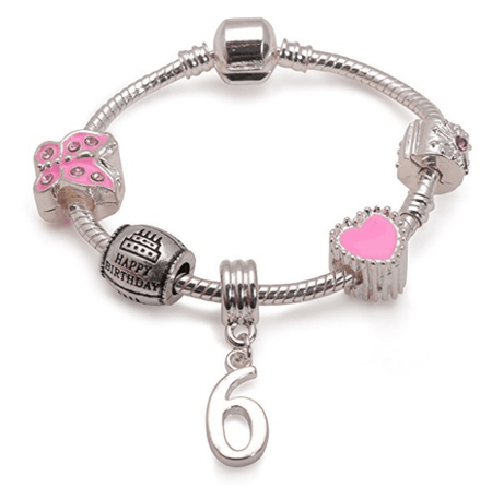 Children's Little Sister 'Pink Fairy Dream' Silver Plated Charm Bead Bracelet
