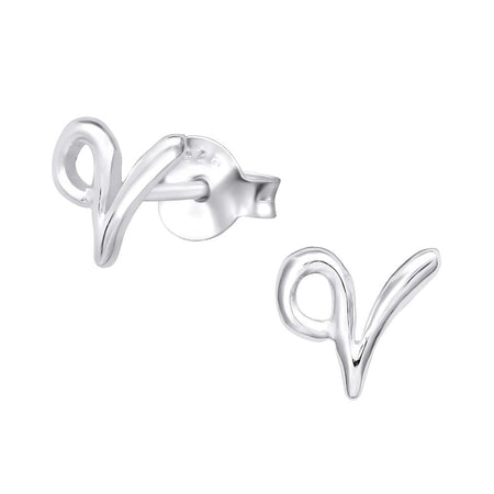 Children's Sterling Silver 'Letter E' Hoop Earrings