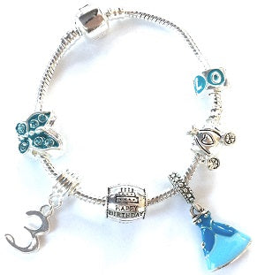 blue princess jewellery,  3rd birthday gifts girl and charm bracelet gifts for 3 year old girl