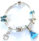 blue princess jewellery, princess bracelet, 6th birthday gifts girl and charm bracelet gifts for 6 year old girl