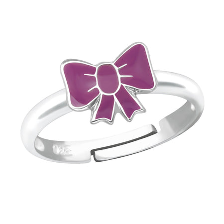 Children's Sterling Silver Adjustable Purple Crystal Butterfly Ring