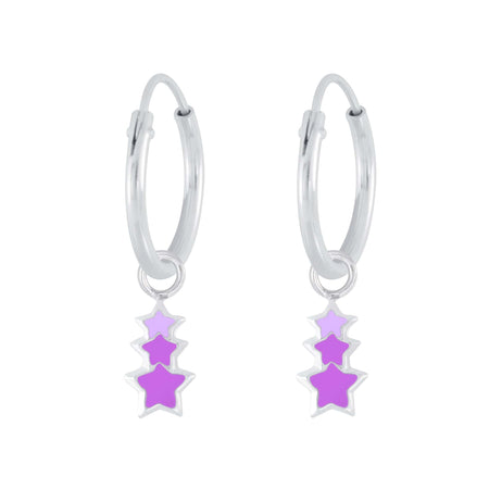 Children's Sterling Silver 'Multicolored Crystal Cross' Hoop Earrings