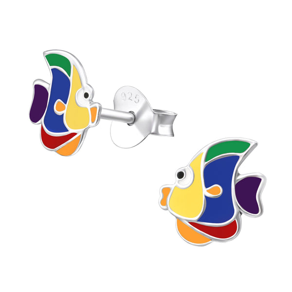 Children's Sterling Silver Rainbow Fish Stud Earrings