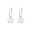 Children's Sterling Silver 'Rainbow Spot Butterfly' Hoop Earrings