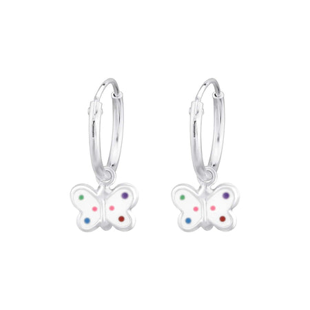 Children's Sterling Silver 'Multicolored Crystal Cross' Hoop Earrings