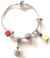 Children's Red and Yellow 'Fairytale Princess' Silver Plated Charm Bead Bracelet