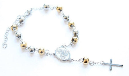 Children's Adjustable Communion/Confirmation Silver Plated Charm Bead Bracelet