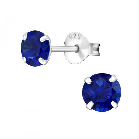 Children's Sterling Silver 'Aqua Blue Crystal Heart' Stud Earrings