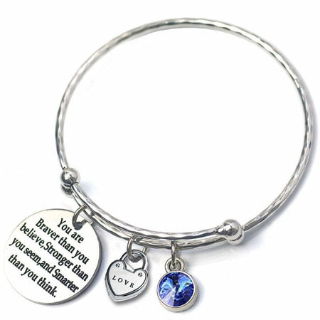 Adults/Teenagers 'August Birthstone with Inspirational Quote' Adjustable Bangle