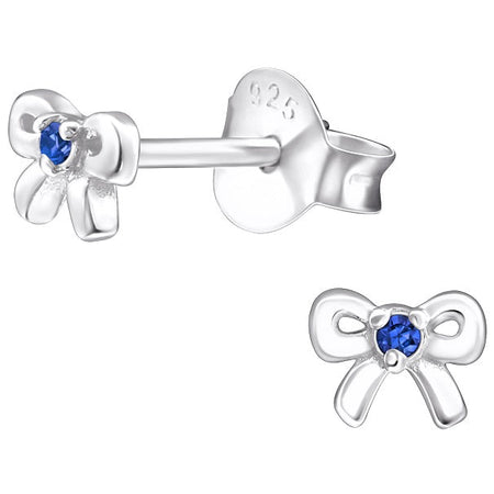 Children's Sterling Silver 'November Birthstone' Bow Stud Earrings