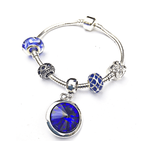 Silver Plated 'September Birthstone' Sapphire Coloured Crystal Pendant Necklace