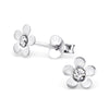 Children's Sterling Silver 'April Birthstone Solid Flower' Stud Earrings