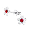 Children's Sterling Silver 'January Birthstone Solid Flower' Stud Earrings