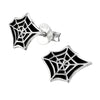 Children's Sterling Silver Halloween 'Spider's Web' Stud Earrings