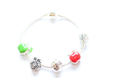 Children's Niece 'Simply Black' Silver Plated Black Leather Charm Bead Bracelet