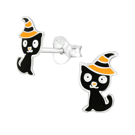 Adjustable Set of 2 'Halloween Cat'  Friendship / Wish Bracelets with Presentation Card - Black