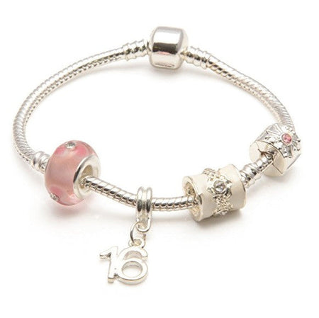 Teenager's 'Fashionista' Age 13/16/18 Silver Plated Charm Bead Bracelet